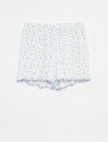 Pijama curto t-shirt + calções canelados - 2 peças