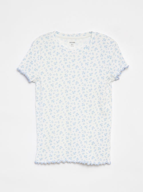 Pijama curto t-shirt + calções canelados - 2 peças - Kiabi