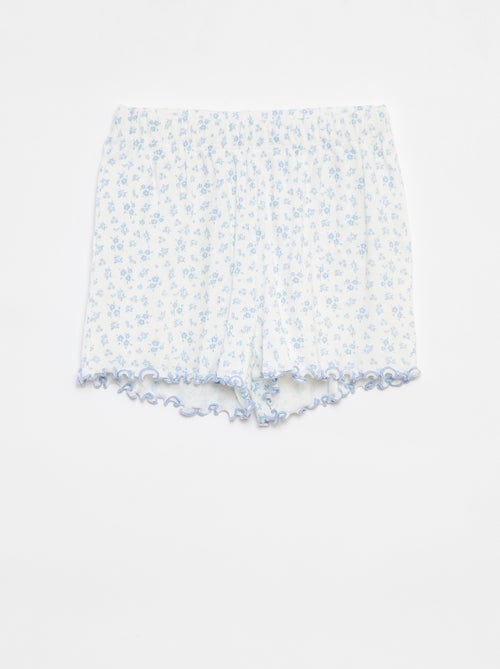 Pijama curto t-shirt + calções canelados - 2 peças - Kiabi