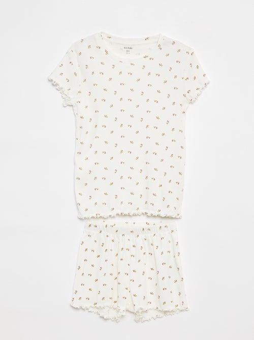Pijama curto t-shirt + calções canelados - 2 peças - Kiabi