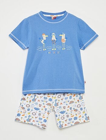 Pijama curto t-shirt + calções com estampado - 2 peças