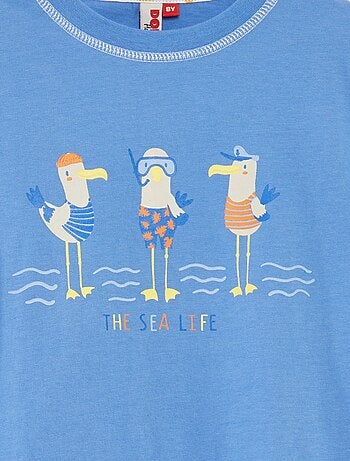 Pijama curto t-shirt + calções com estampado - 2 peças