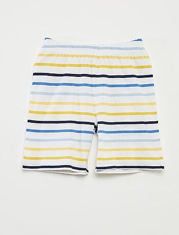 Pijama curto t-shirt + calções com riscas - 2 peças