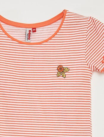 Pijama curto t-shirt + calções com riscas - 2 peças