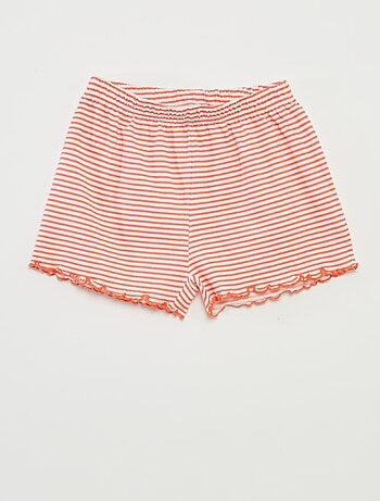 Pijama curto t-shirt + calções com riscas - 2 peças