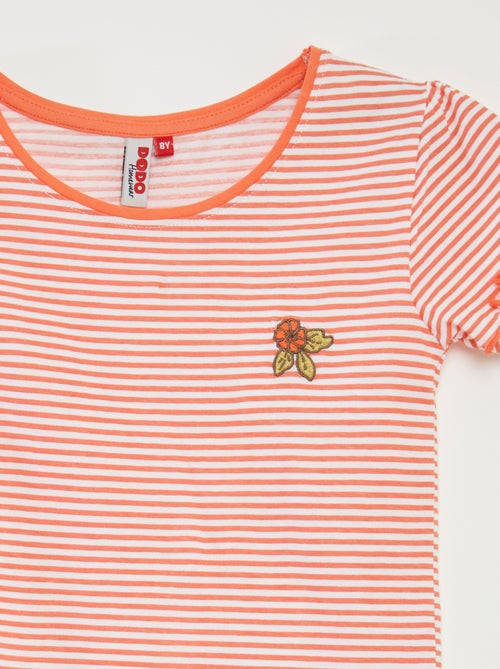 Pijama curto t-shirt + calções com riscas - 2 peças - Kiabi