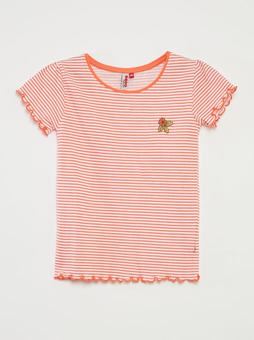 Pijama curto t-shirt + calções com riscas - 2 peças - Kiabi