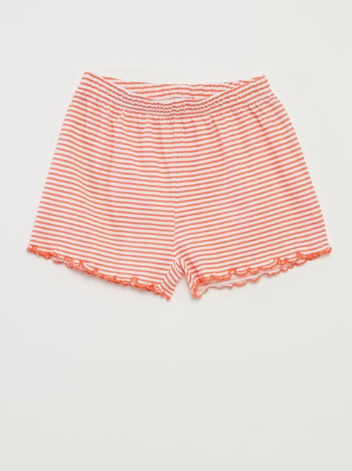 Pijama curto t-shirt + calções com riscas - 2 peças - Kiabi