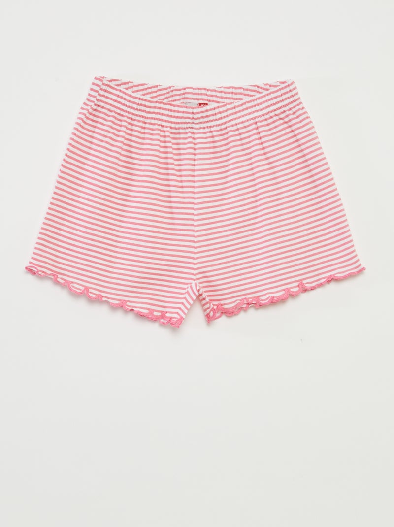 Pijama curto t-shirt + calções com riscas - 2 peças ROSA - Kiabi