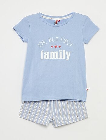 Pijama curto t-shirt + calções 'Dia da Mãe' - 2 peças