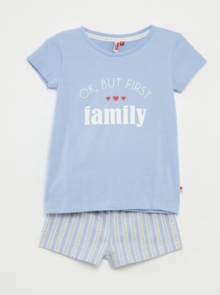 Pijama curto t-shirt + calções 'Dia da Mãe' - 2 peças