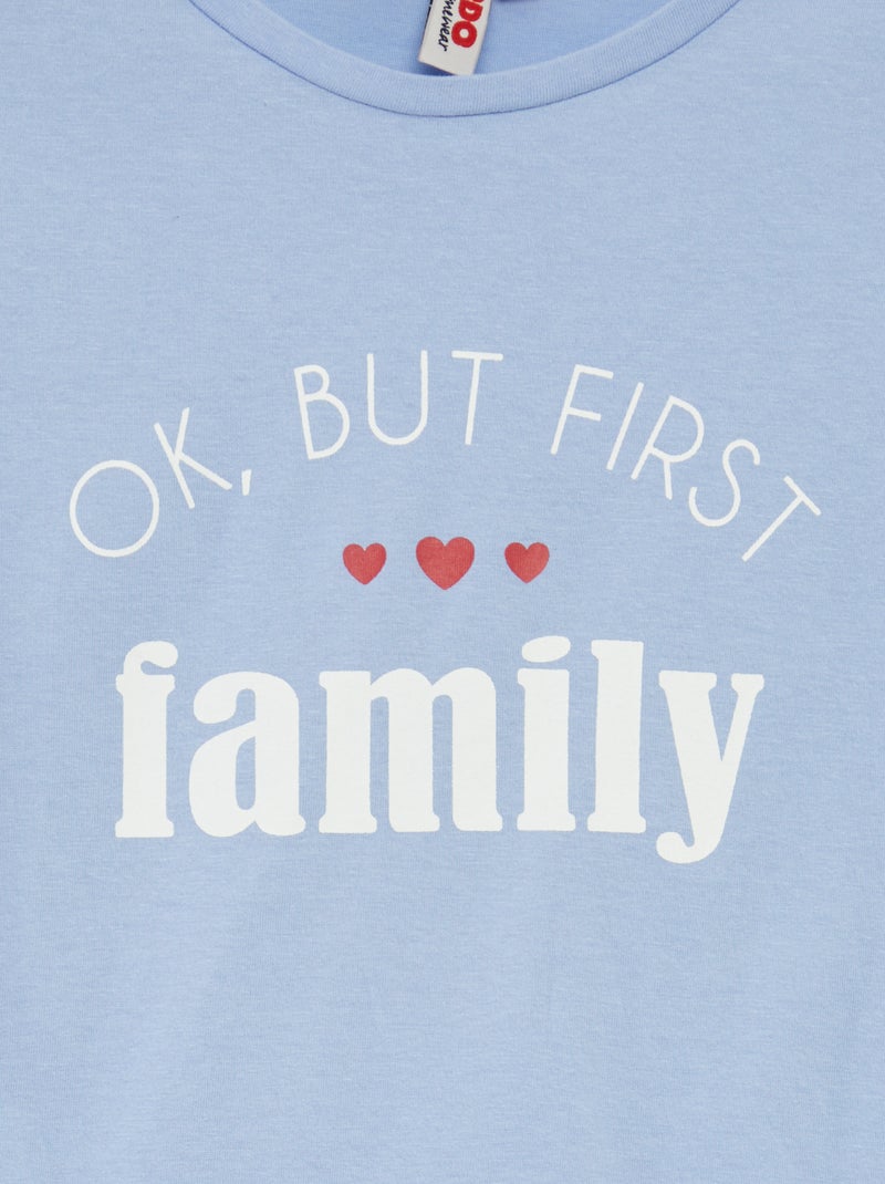 Pijama curto t-shirt + calções 'Dia da Mãe' - 2 peças AZUL - Kiabi