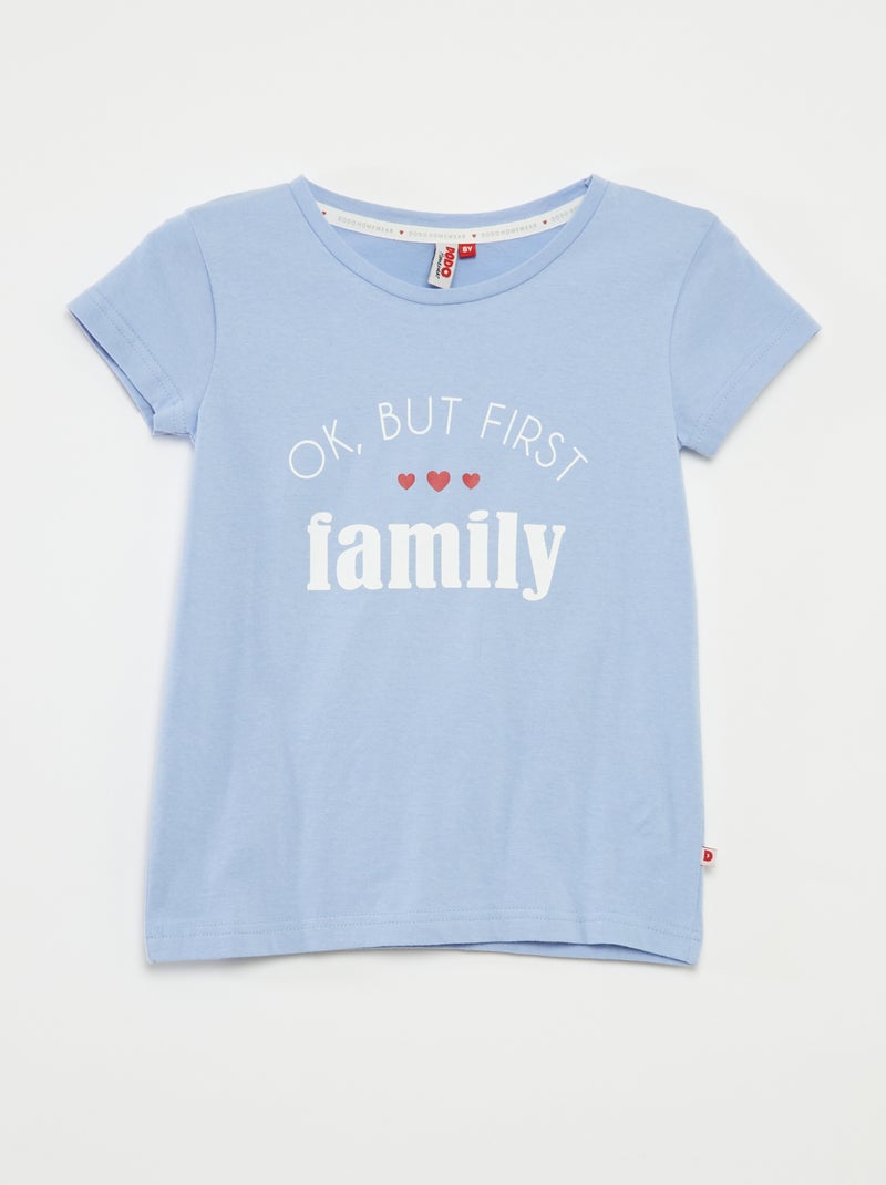 Pijama curto t-shirt + calções 'Dia da Mãe' - 2 peças AZUL - Kiabi