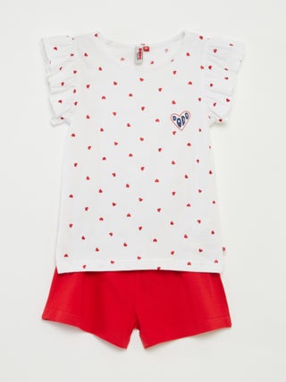 Pijama curto t-shirt + calções 'Dia da Mãe' - 2 peças