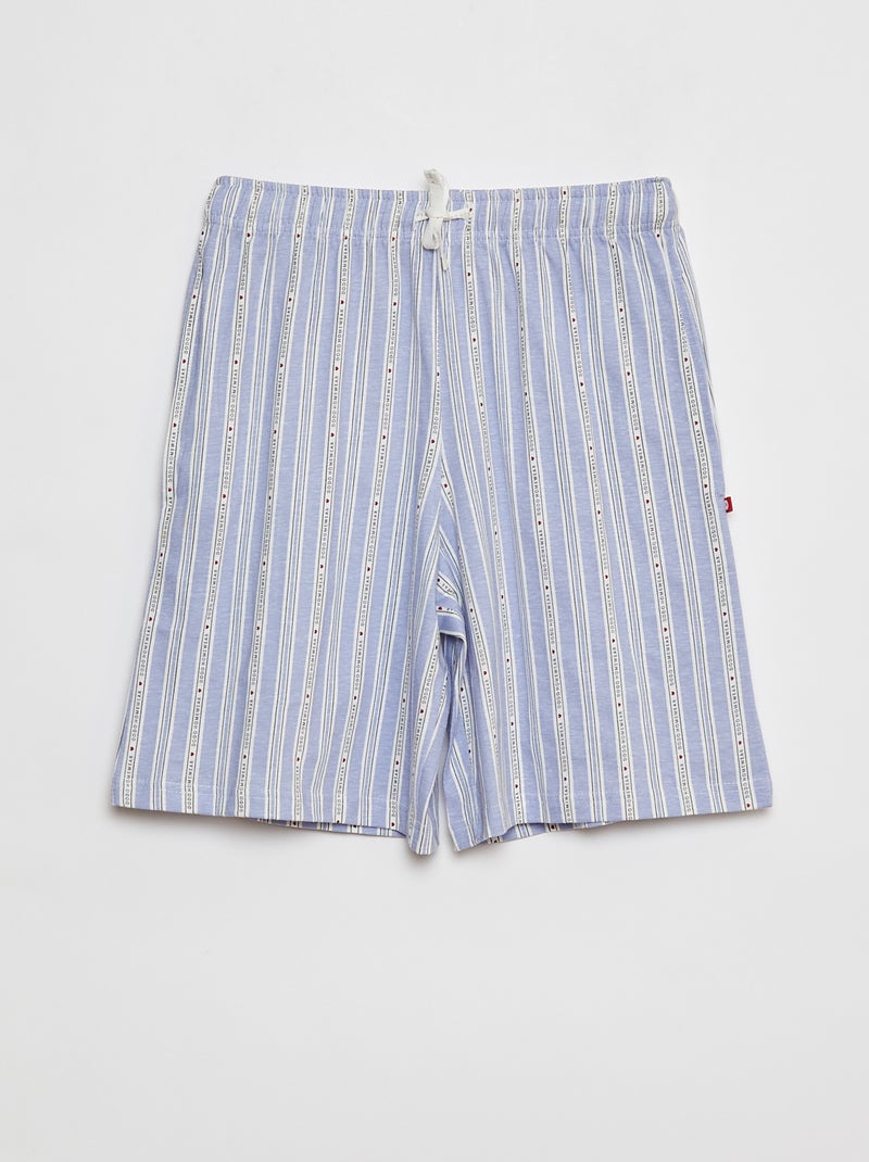 Pijama curto t-shirt + calções em jersey - 2 peças AZUL - Kiabi