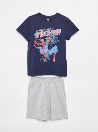Pijama curto t-shirt + calções 'Homem-Aranha' 'Marvel' - 2 peças