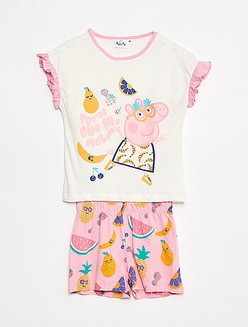 Pijama curto t-shirt + calções 'Peppa Pig' - 2 peças