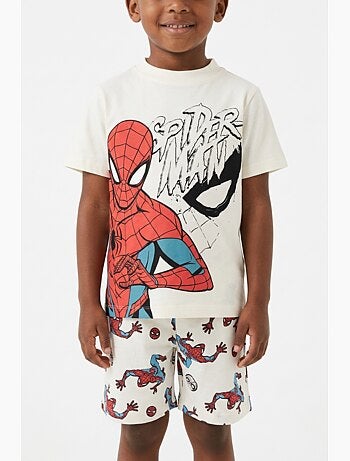 Pijama curto t-shirt + calções spiderman menino | licença oficial