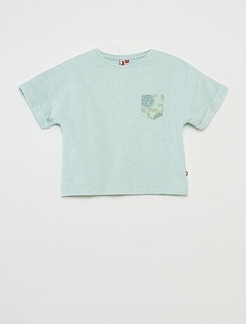 Pijama curto t-shirt com bolso + calções lisos - 2 peças