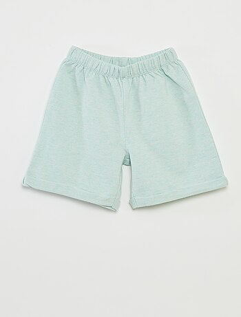 Pijama curto t-shirt com bolso + calções lisos - 2 peças