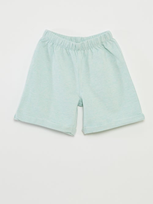 Pijama curto t-shirt com bolso + calções lisos - 2 peças - Kiabi