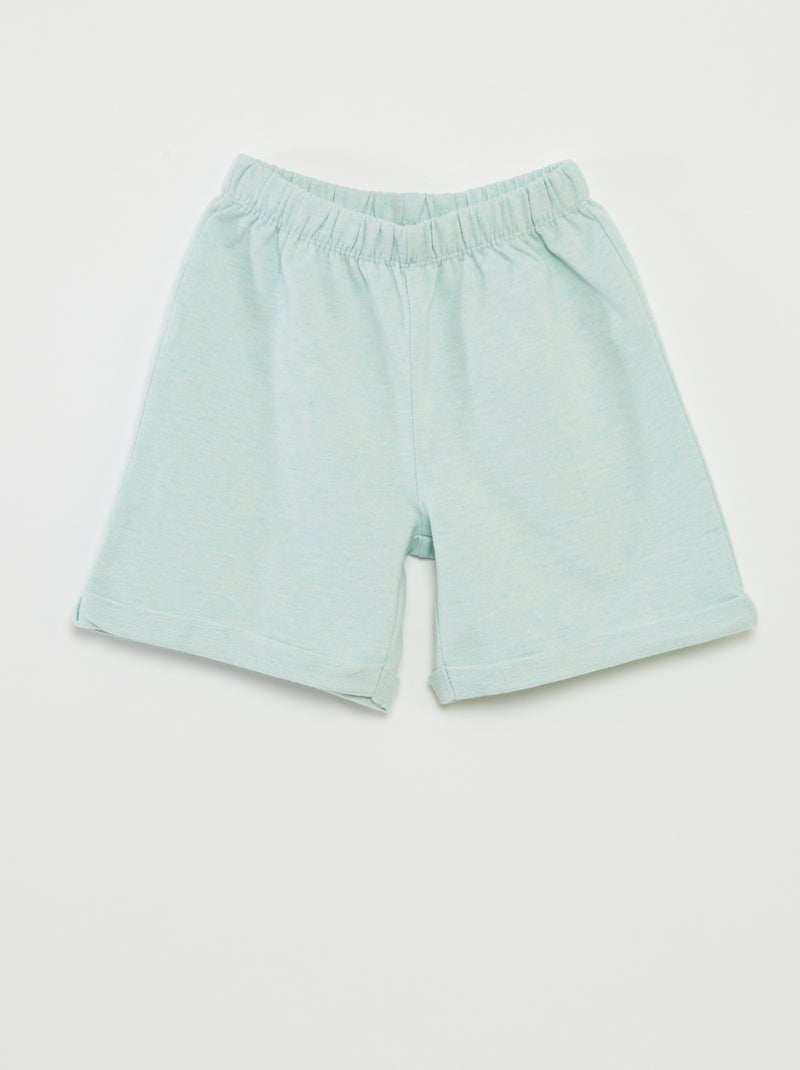 Pijama curto t-shirt com bolso + calções lisos - 2 peças VERDE - Kiabi