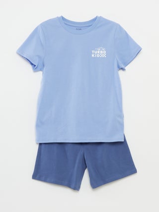 Pijama curto t-shirt com estampado + calções - 2 peças
