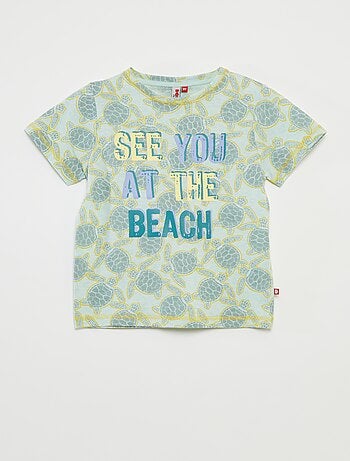 Pijama curto t-shirt com estampado + calções - 2 peças