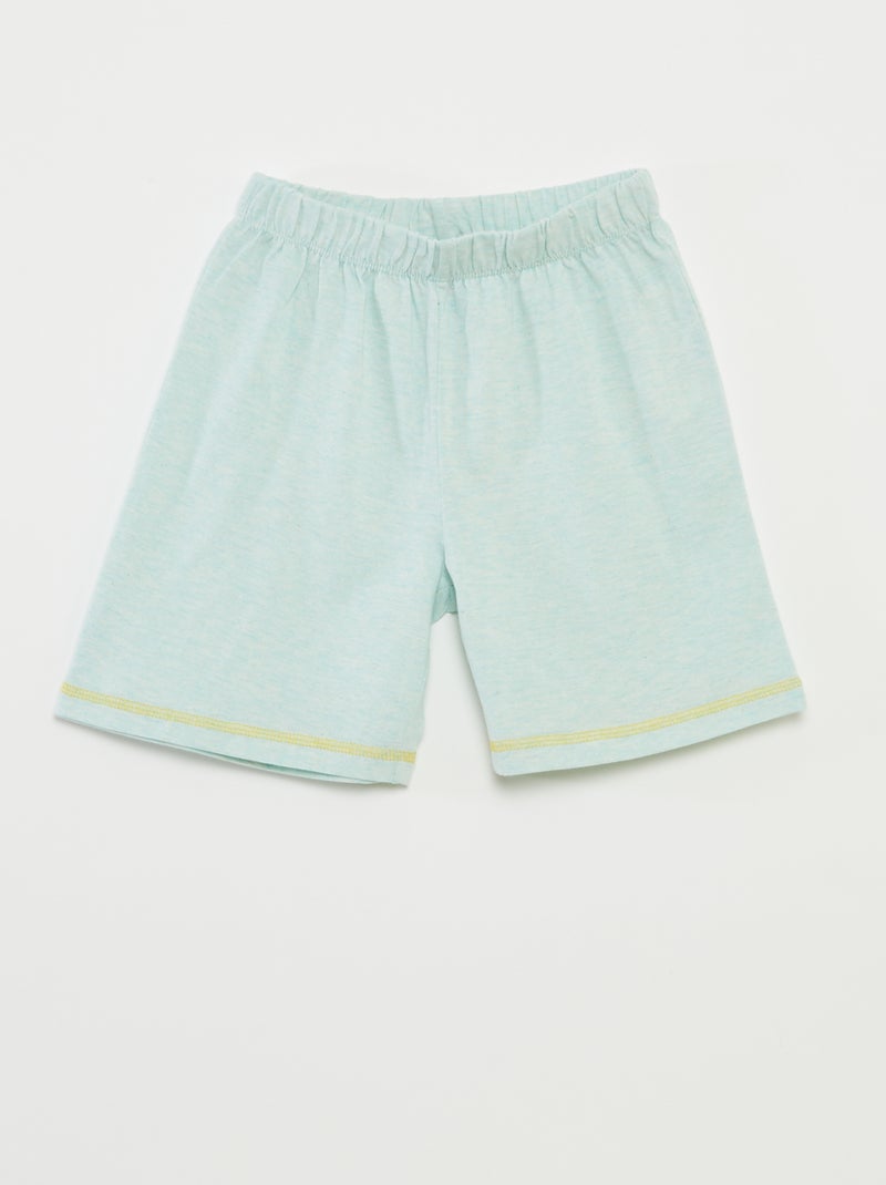 Pijama curto t-shirt com estampado + calções - 2 peças VERDE - Kiabi