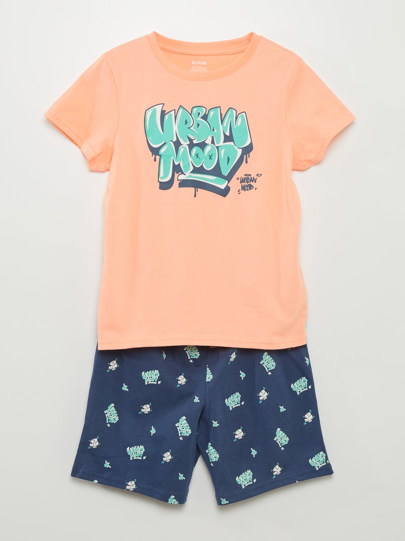 Pijama curto T-shirt e calções - 2 peças AMARELO - Kiabi
