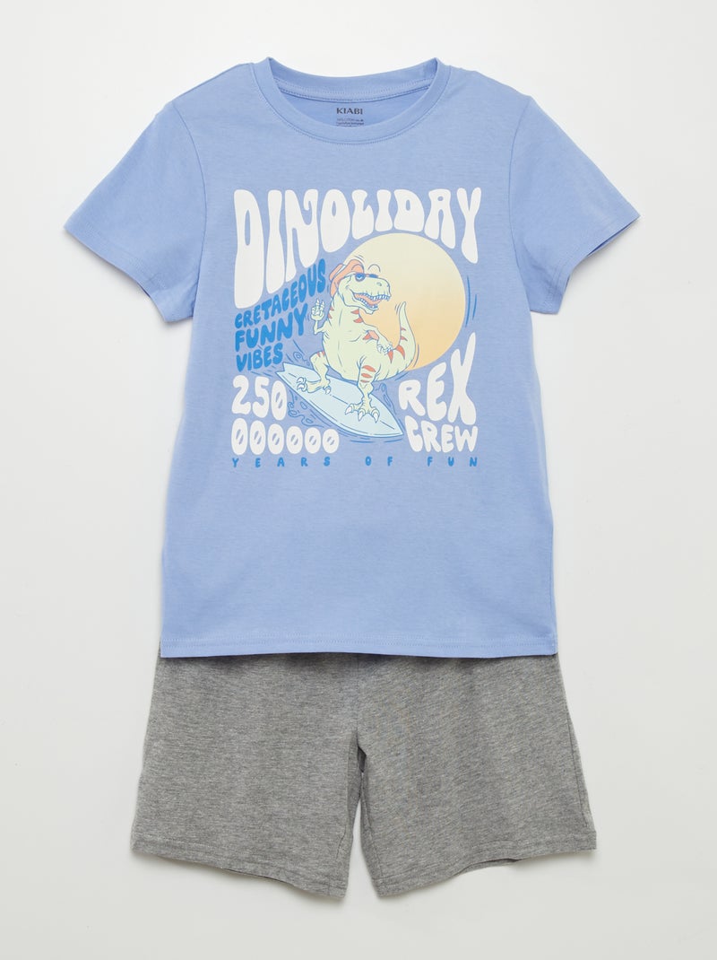 Pijama curto T-shirt e calções - 2 peças AZUL - Kiabi