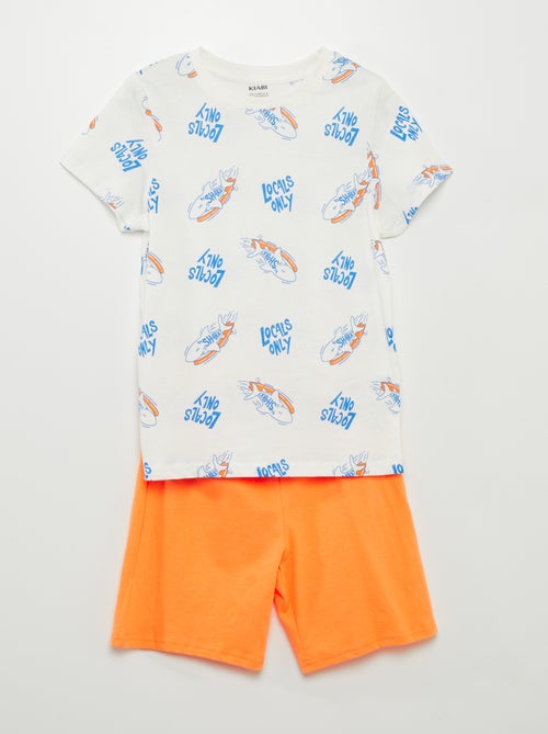 Pijama curto T-shirt e calções - 2 peças - Kiabi