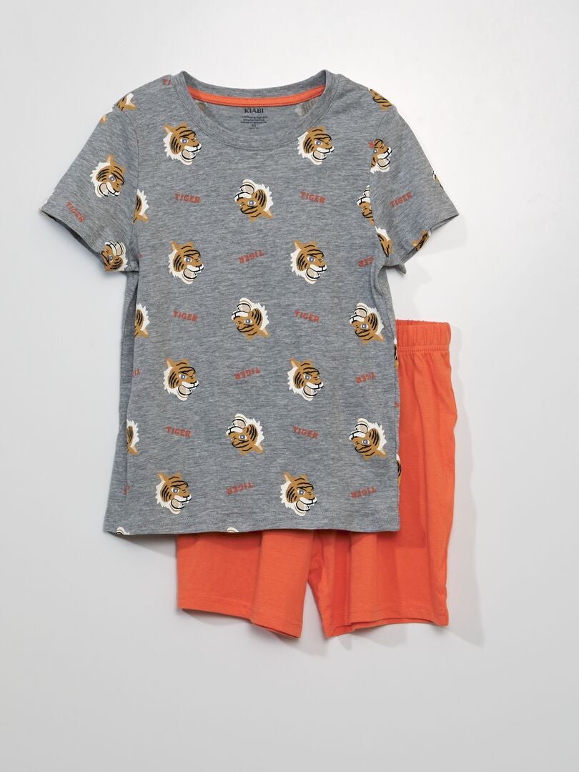 Pijama curto T-shirt e calções - 2 peças CINZA - Kiabi
