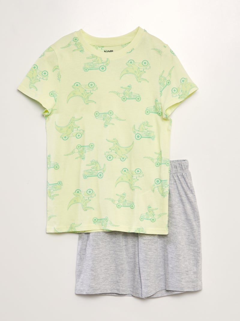 Pijama curto T-shirt e calções - 2 peças VERDE - Kiabi