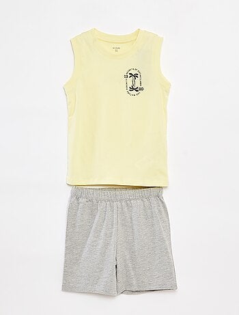 Pijama curto t-shirt manga cava + calções - 2 peças