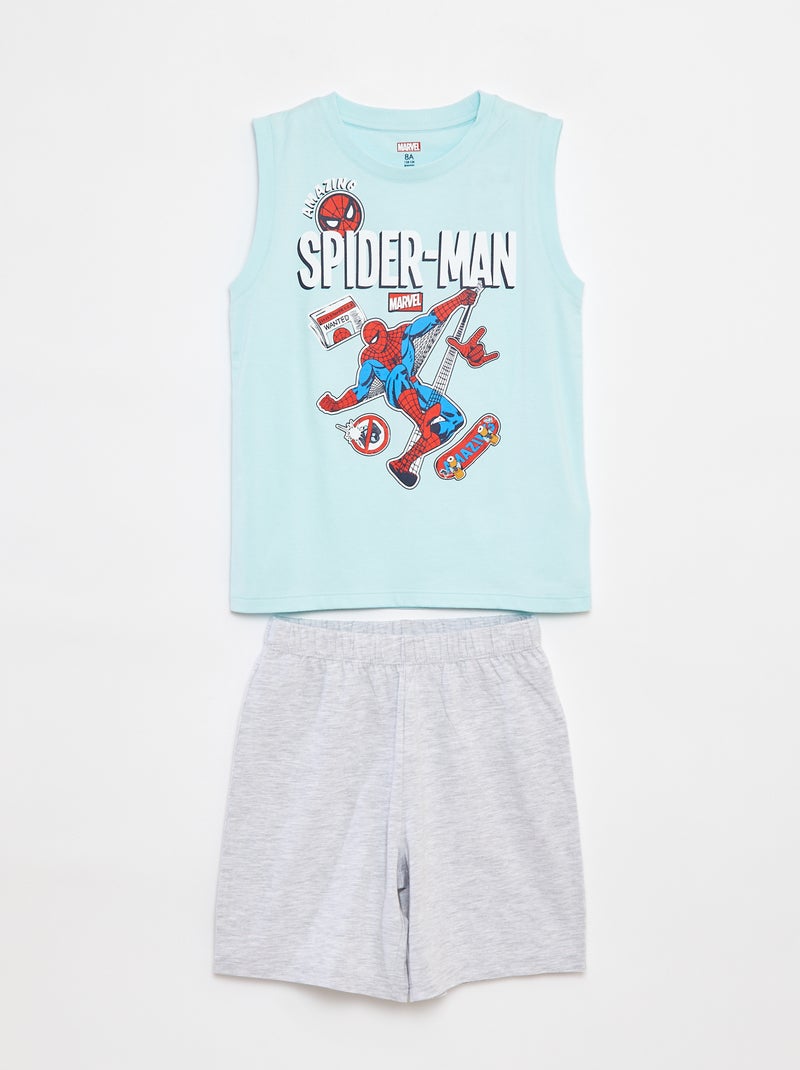 Pijama curto t-shirt sem mangas + calções 'Homem-Aranha' 'Marvel' - 2 peças AZUL - Kiabi
