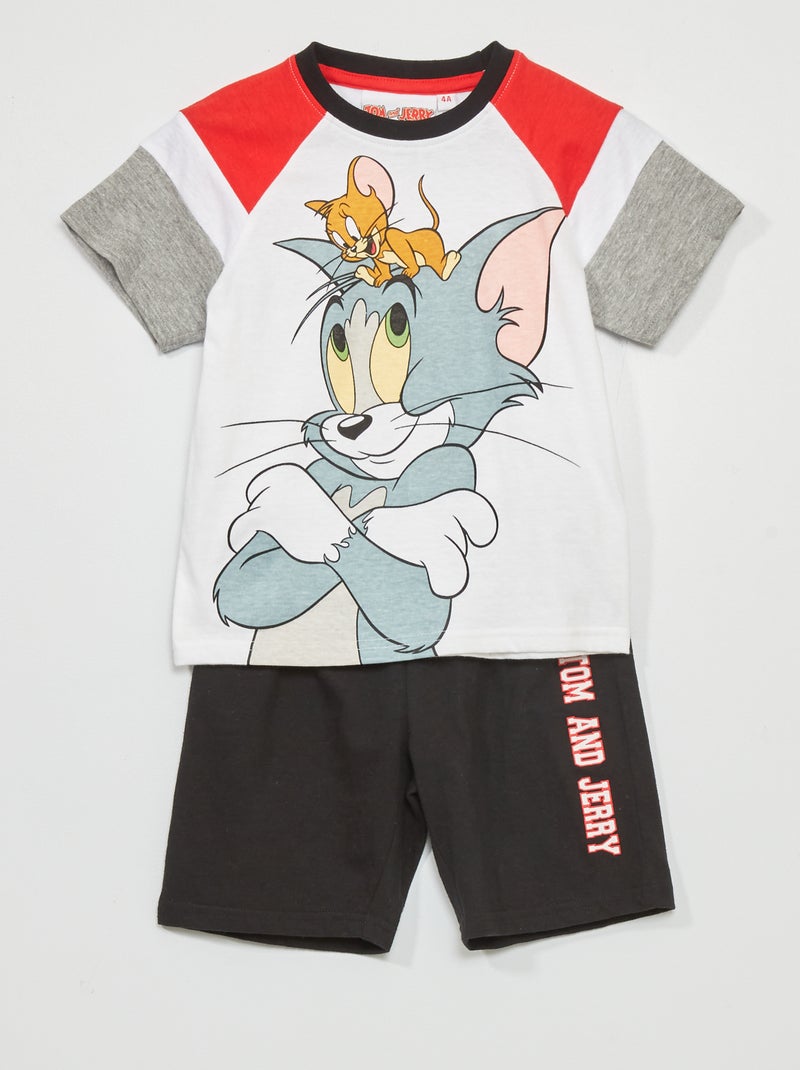 Pijama curto 'Tom e Jerry' - 2 peças Branco/ Marinho - Kiabi