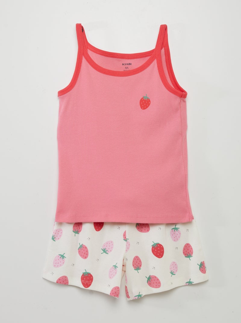 Pijama curto top + calções - 2 peças ROSA - Kiabi
