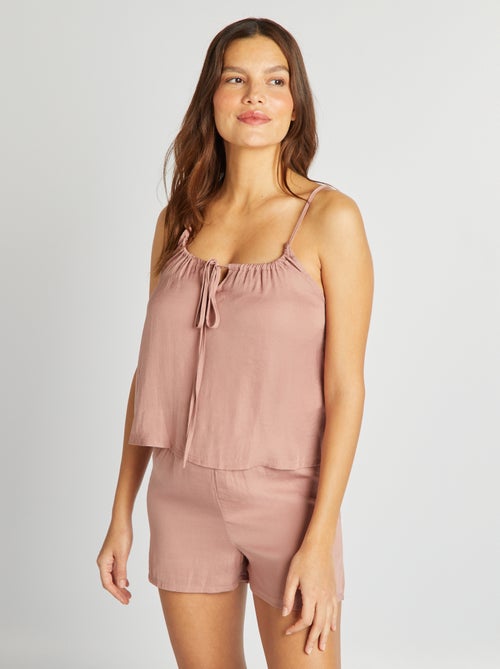 Pijama curto top de alças + calções - 2 peças - Kiabi