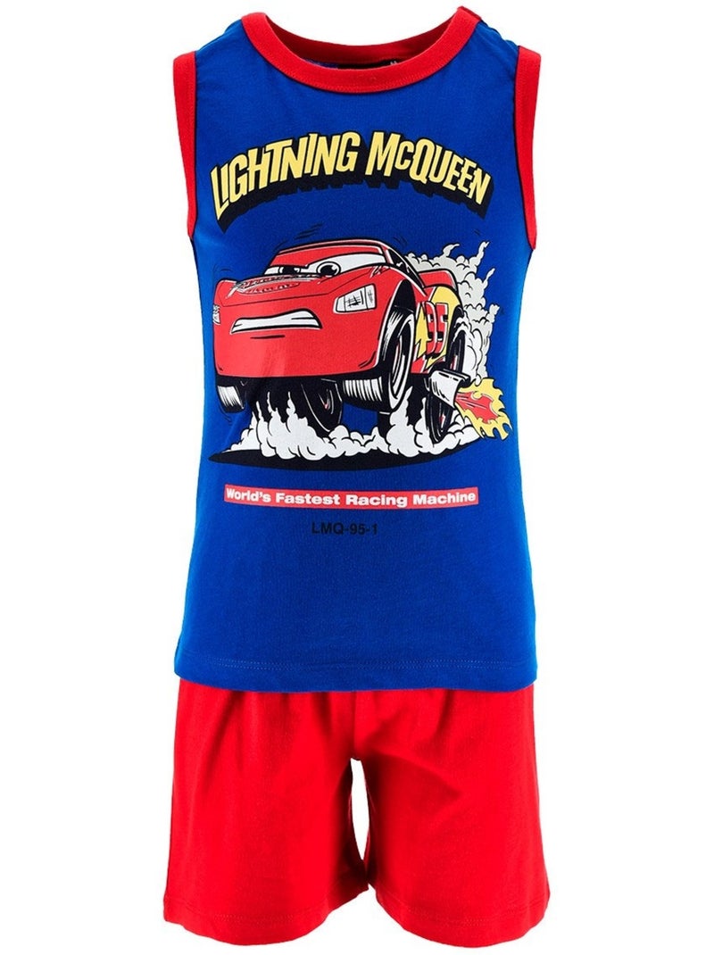Pijama curto top de alças + calções cars menino | licença oficial Azul - Kiabi