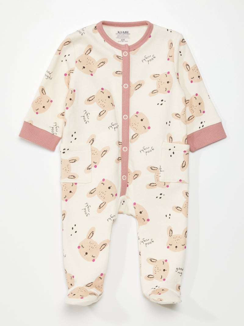 Pijama de 1 peça - estampado coelho BRANCO - Kiabi