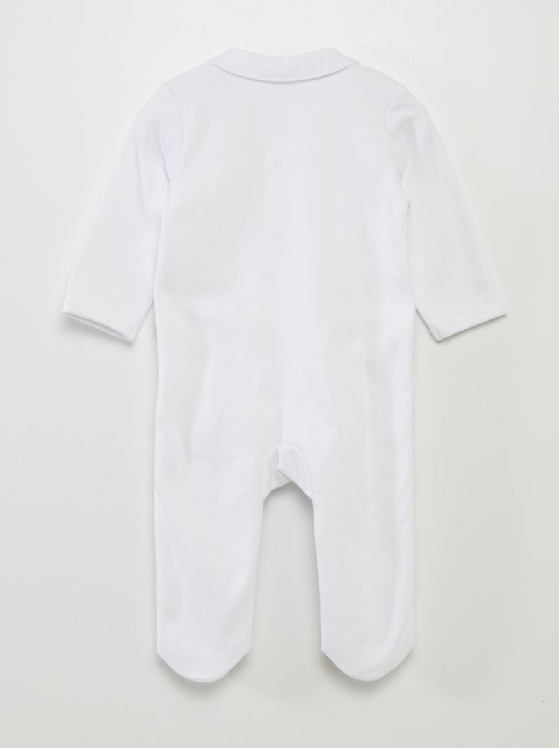 Pijama de 1 peça bordado BRANCO - Kiabi