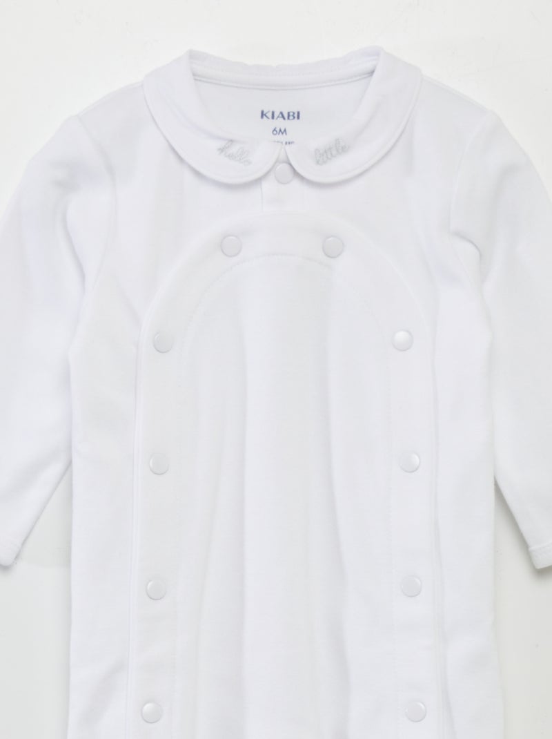 Pijama de 1 peça bordado BRANCO - Kiabi