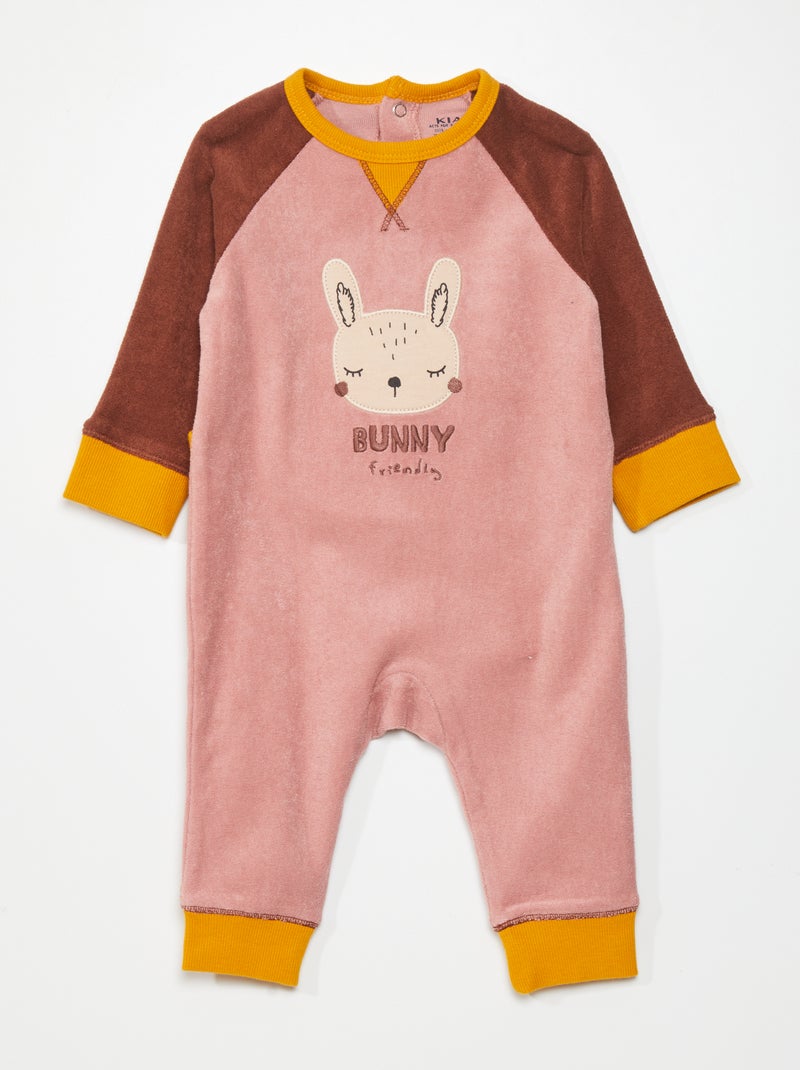 Pijama de 1 peça em felpa com 'coelho' bordado ROSA - Kiabi