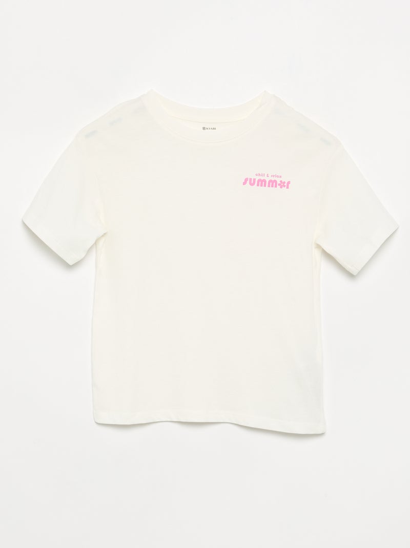 Pijama de 2 peças - calções + T-shirt Branco - Kiabi