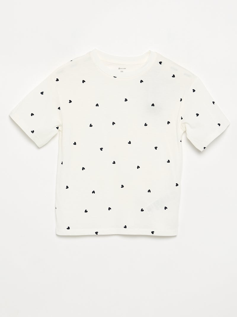 Pijama de 2 peças - calções + T-shirt Branco - Kiabi