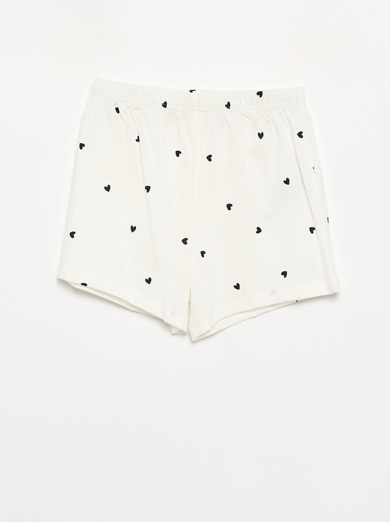 Pijama de 2 peças - calções + T-shirt Branco - Kiabi
