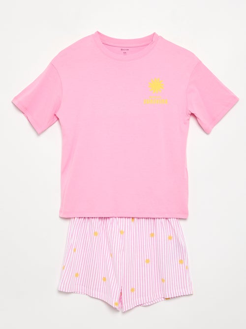 Pijama de 2 peças - calções + T-shirt - Kiabi Pijama de 2 peças - calções + T-shirt - Kiabi