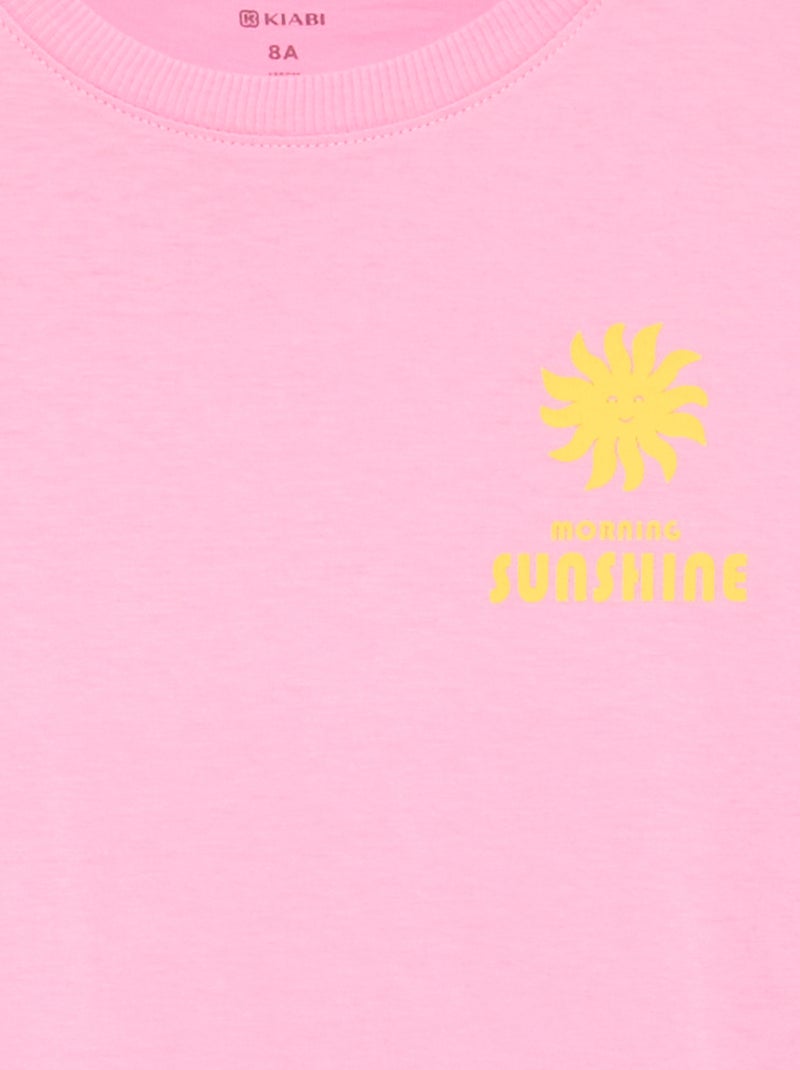 Pijama de 2 peças - calções + T-shirt Rosa - Kiabi