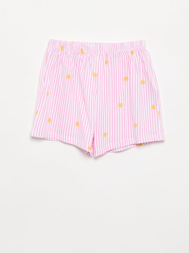 Pijama de 2 peças - calções + T-shirt Rosa - Kiabi